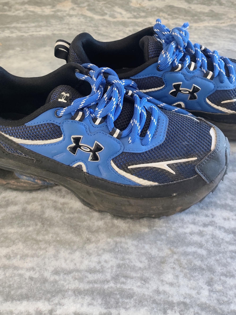 Under Armour Kids Blue and Black Athletic Sneakers with White Accents